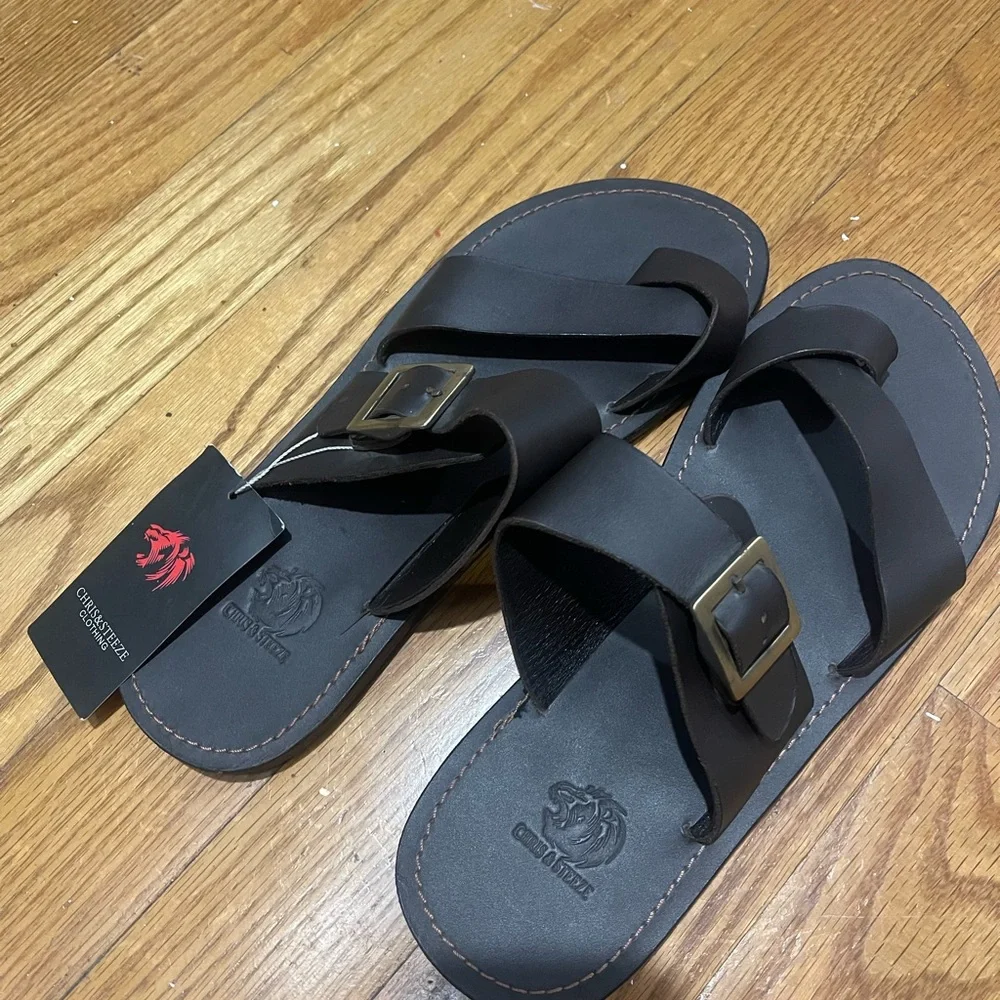 Chris & Steeze Dark Brown Sandals with Buce on side Sz 11 (44) - Picture 12 of 16